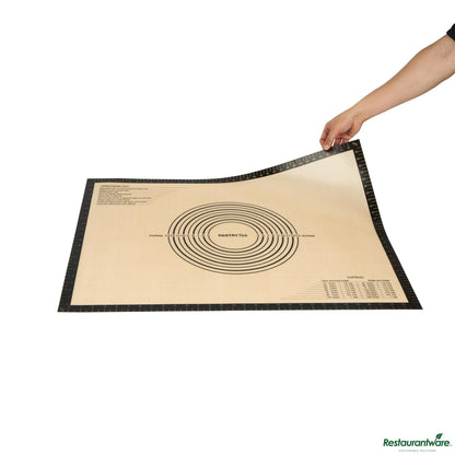 Wholesale Restaurantware Rectangle Tan and Black Silicone Extra Large Baking Mat - 23.6" X 31.5" X 0.03"- Bulk