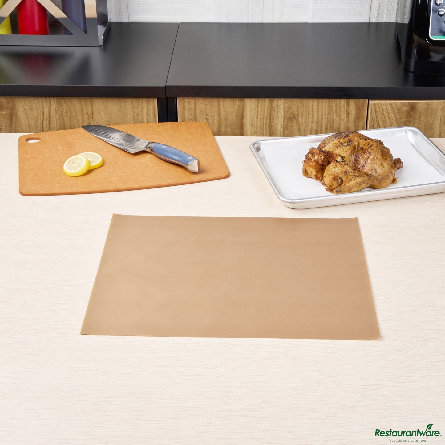 Wholesale Restaurantware Rectangle Brown Ptfe Oven Liner - 15.7" X 13" X 0.004"- Bulk