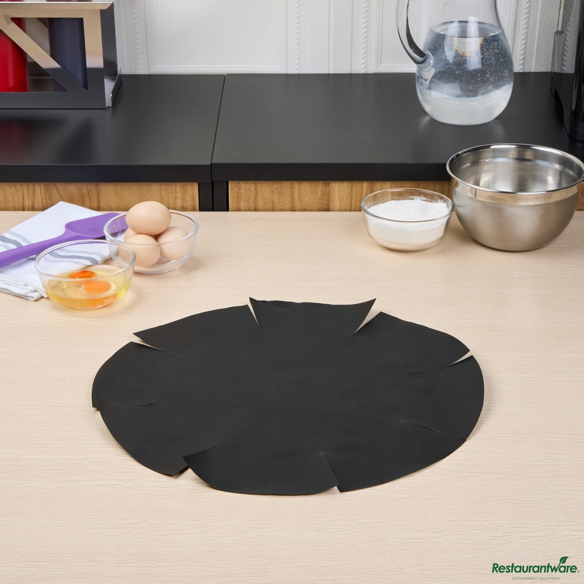 Wholesale Restaurantware Round Black Fiberglass Cake Tin Liner - 9.4" X 9.4" X 0.004"- Bulk