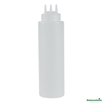 Wholesale Restaurantware 32 Oz Clear Plastic All-Purpose Squeeze Bottle - Triple Dispersion Tip - 3.1" X 3.1" X 10.8"- Bulk