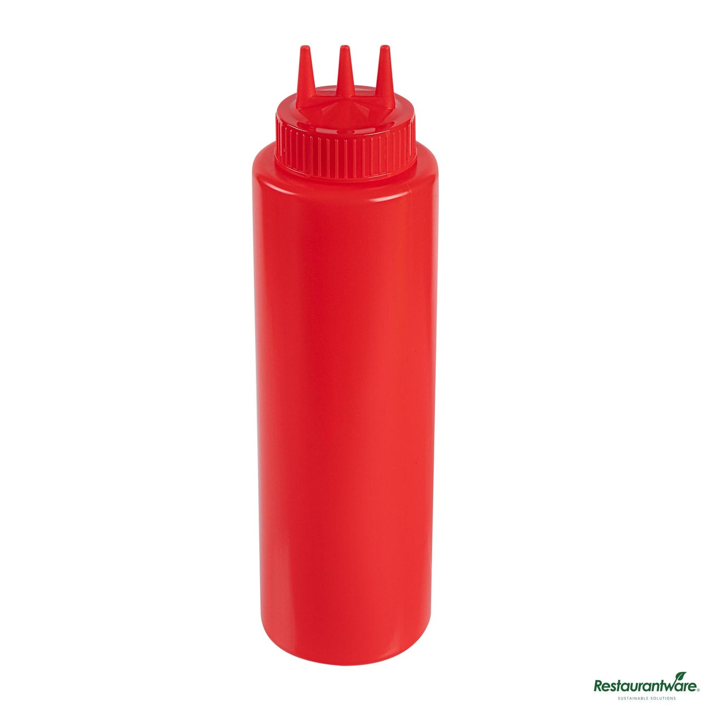 Wholesale Restaurantware 32 Oz Red Plastic Ketchup Squeeze Bottle - with Triple Dispersion Tip - 3.1" X 3.1" X 10.8"- Bulk