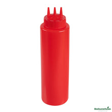 Wholesale Restaurantware 32 Oz Red Plastic Ketchup Squeeze Bottle - with Triple Dispersion Tip - 3.1" X 3.1" X 10.8"- Bulk