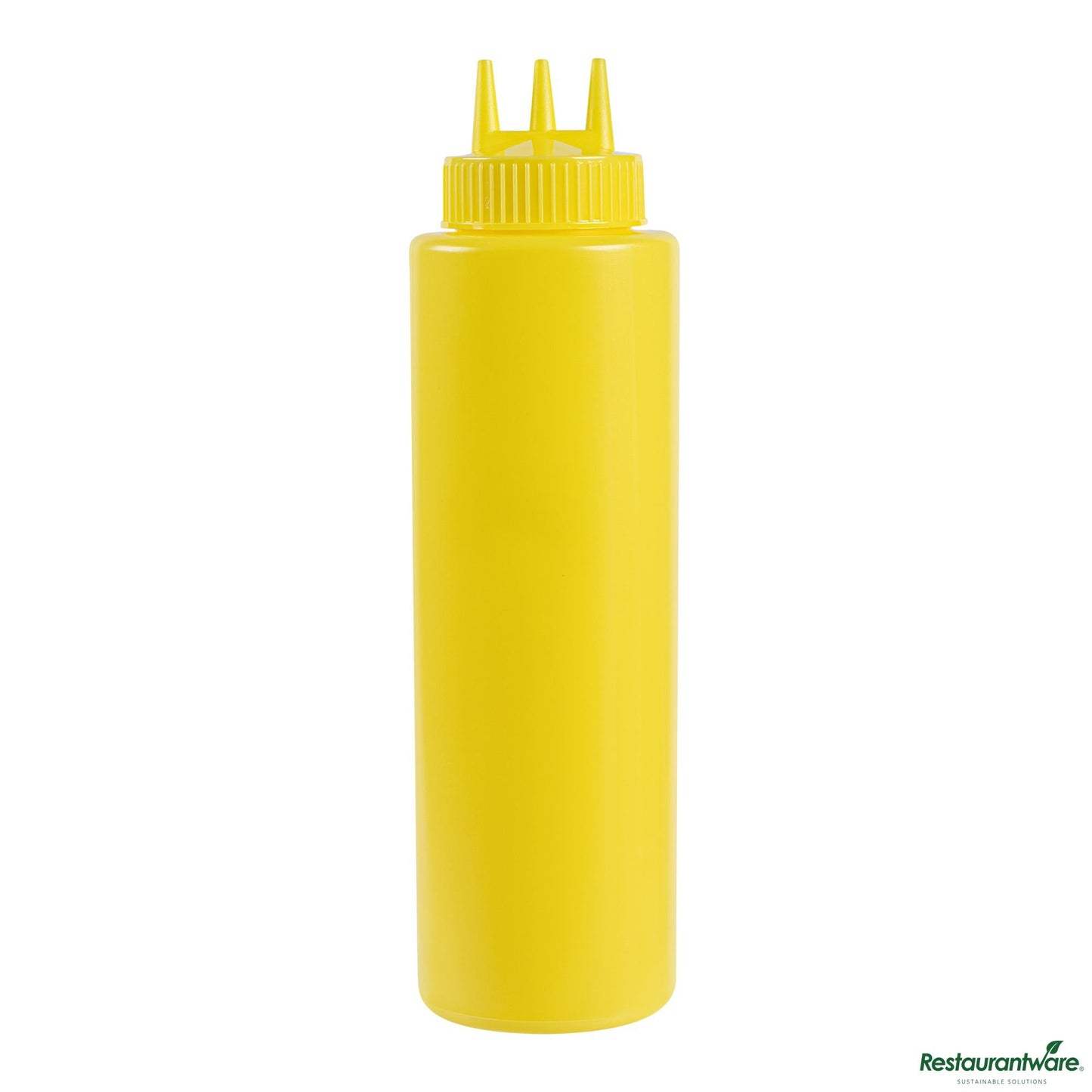Wholesale Restaurantware 32 Oz Yellow Plastic Mustard Squeeze Bottle-with Triple Dispersion Tip - 3.1" X 3.1" X 10.8"- Bulk