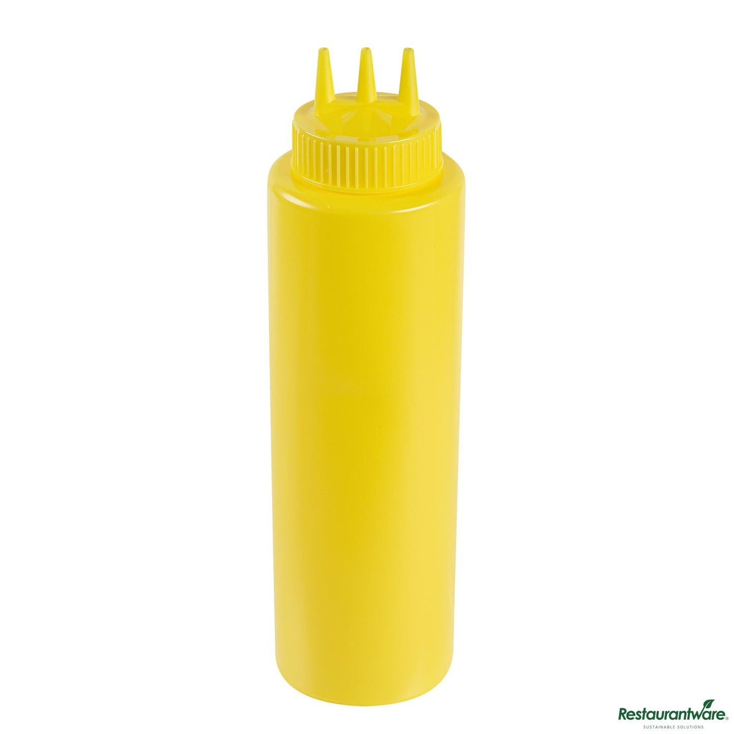 Wholesale Restaurantware 32 Oz Yellow Plastic Mustard Squeeze Bottle-with Triple Dispersion Tip - 3.1" X 3.1" X 10.8"- Bulk