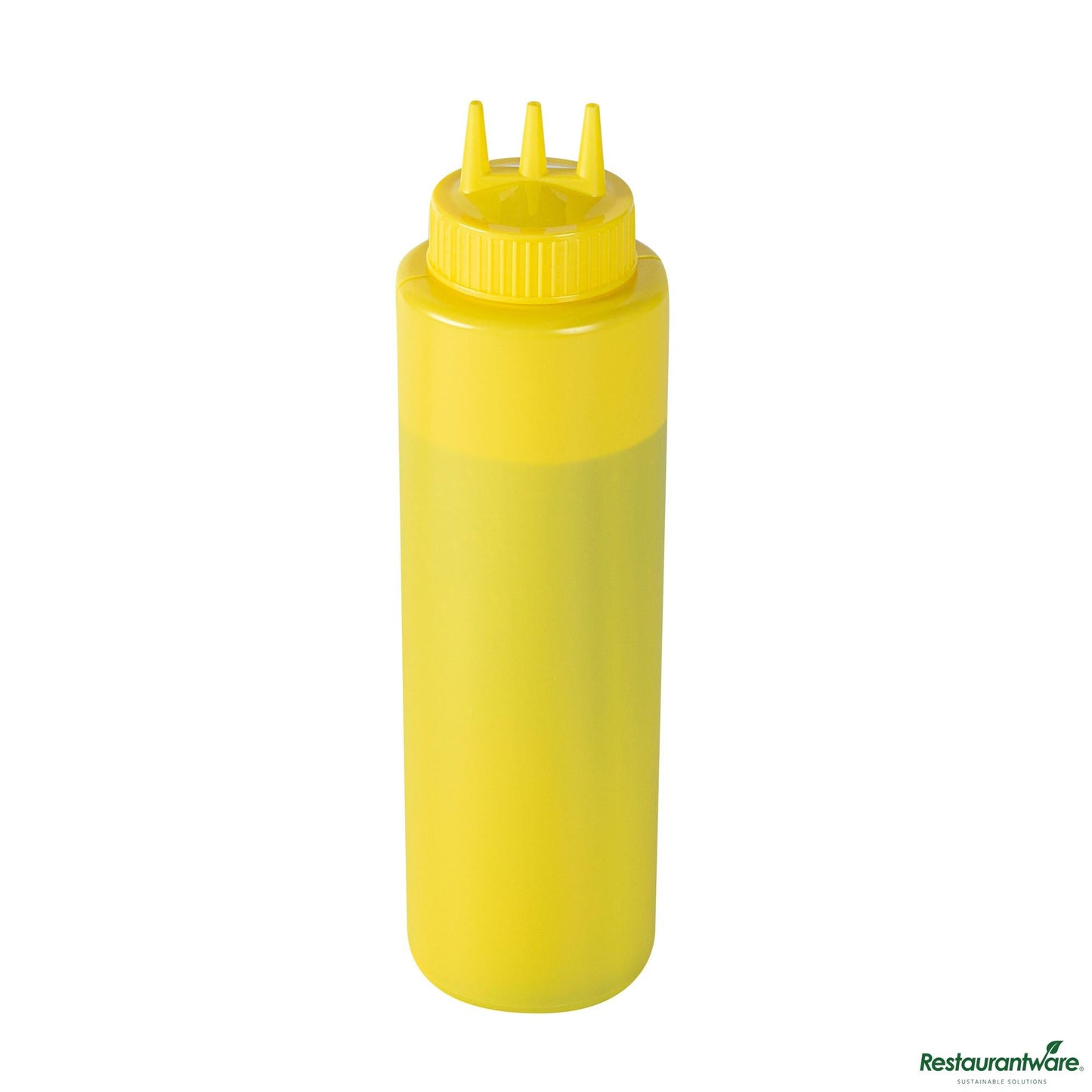 Wholesale Restaurantware 32 Oz Yellow Plastic Mustard Squeeze Bottle-with Triple Dispersion Tip - 3.1" X 3.1" X 10.8"- Bulk