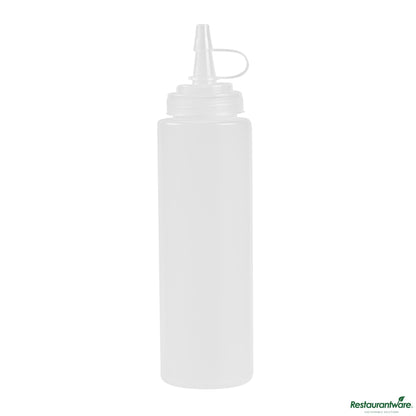 Wholesale Restaurantware 8 Oz Clear Plastic Squeeze Bottle - with Cap, Wide Mouth - 2" X 2" X 7.3"- Bulk