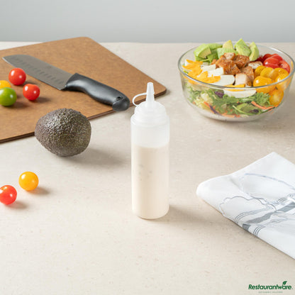 Wholesale Restaurantware 8 Oz Clear Plastic Squeeze Bottle - with Cap, Wide Mouth - 2" X 2" X 7.3"- Bulk