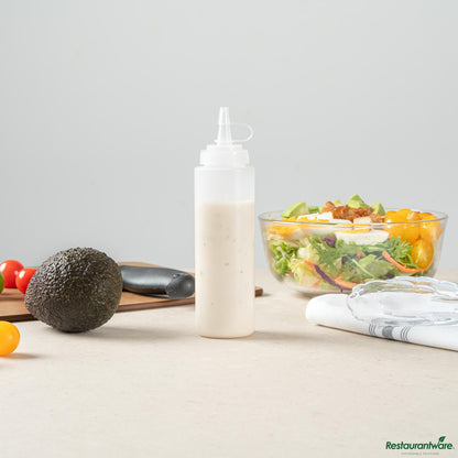 Wholesale Restaurantware 8 Oz Clear Plastic Squeeze Bottle - with Cap, Wide Mouth - 2" X 2" X 7.3"- Bulk
