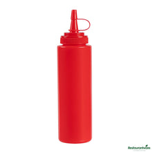 Wholesale Restaurantware 8 Oz Red Plastic Squeeze Bottle - with Cap, Wide Mouth - 2" X 2" X 7.3"- Bulk