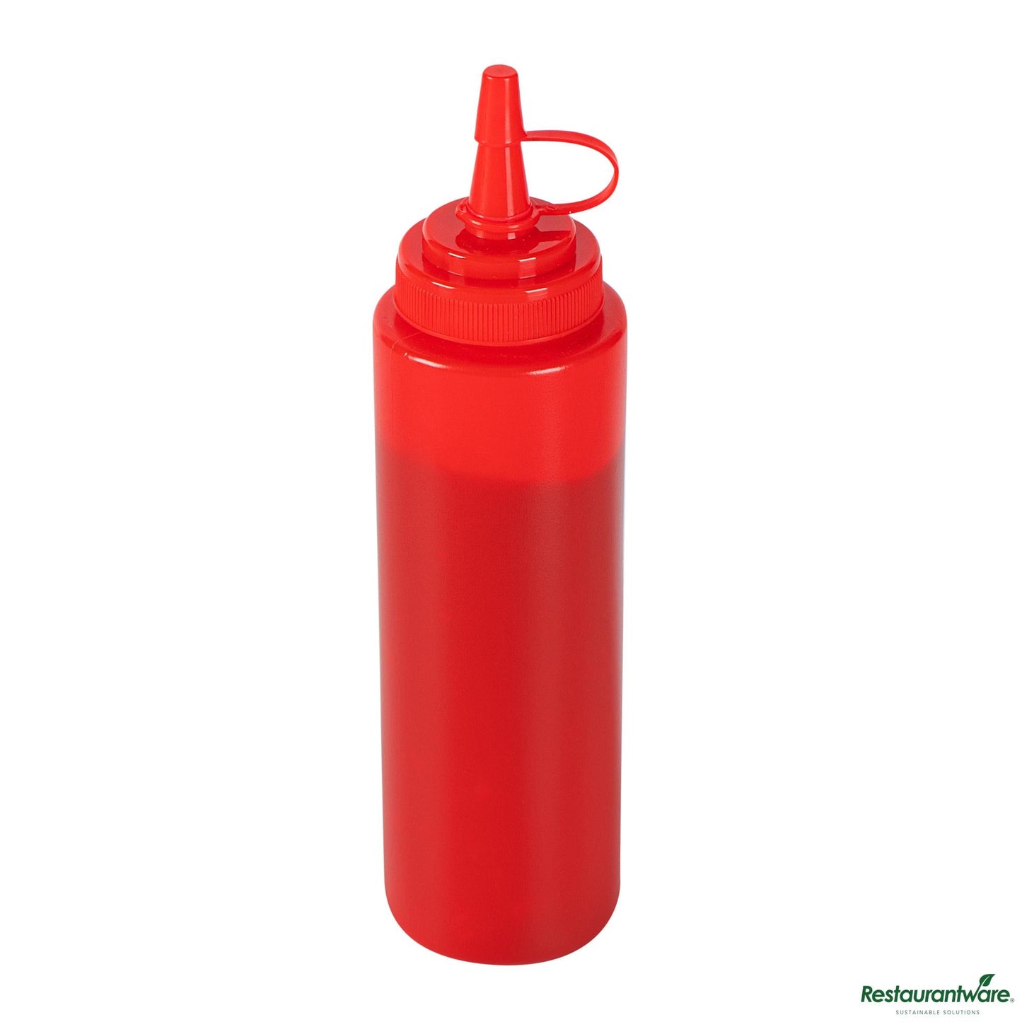 Wholesale Restaurantware 8 Oz Red Plastic Squeeze Bottle - with Cap, Wide Mouth - 2" X 2" X 7.3"- Bulk