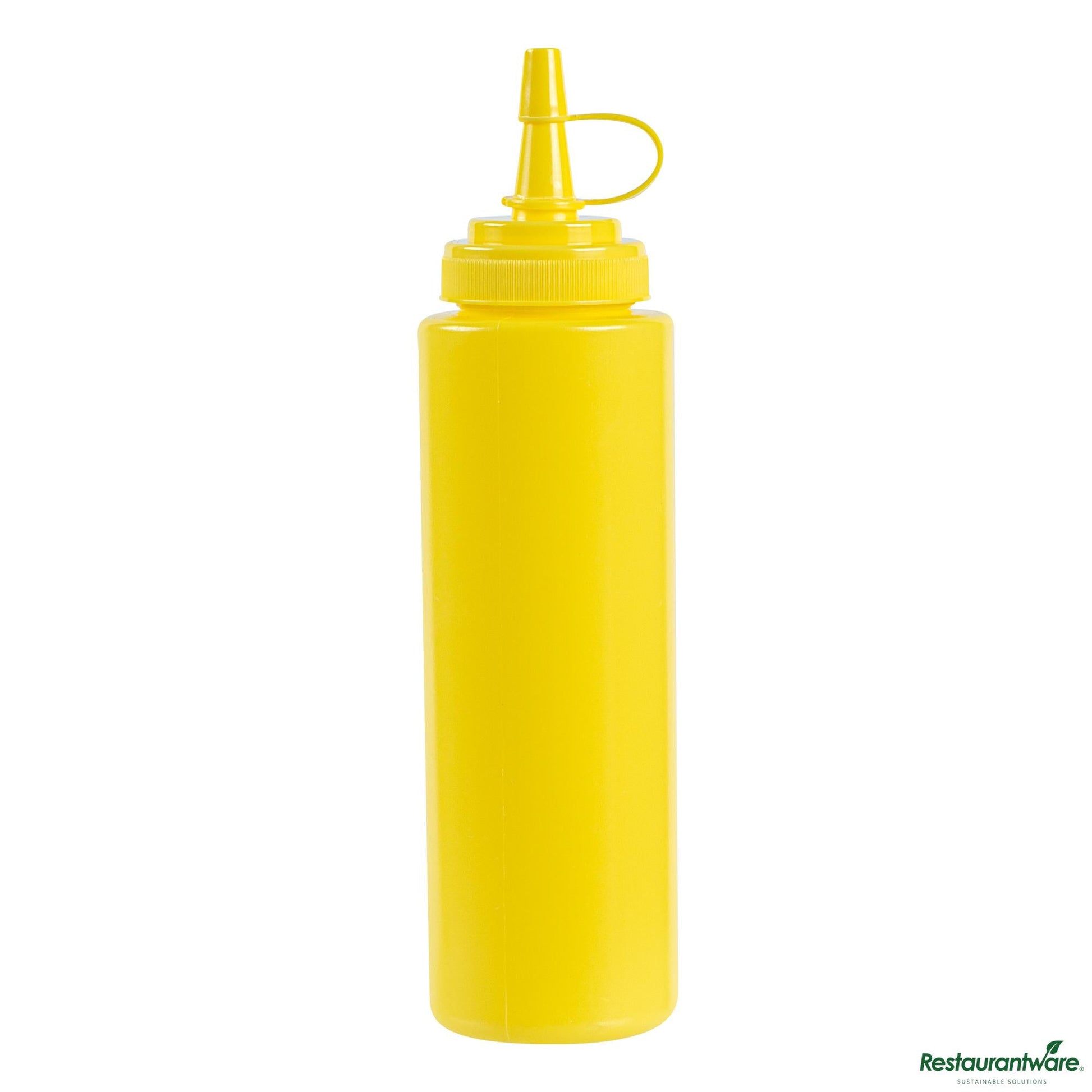 Wholesale Restaurantware 8 Oz Yellow Plastic Squeeze Bottle - with Cap, Wide Mouth - 2" X 2" X 7.3"- Bulk