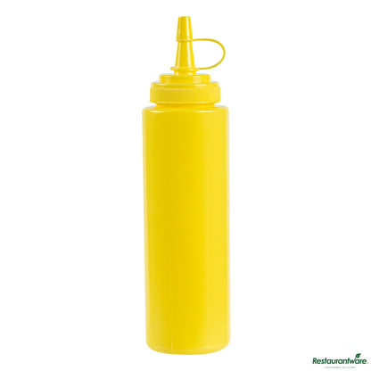 Wholesale Restaurantware 8 Oz Yellow Plastic Squeeze Bottle - with Cap, Wide Mouth - 2" X 2" X 7.3"- Bulk