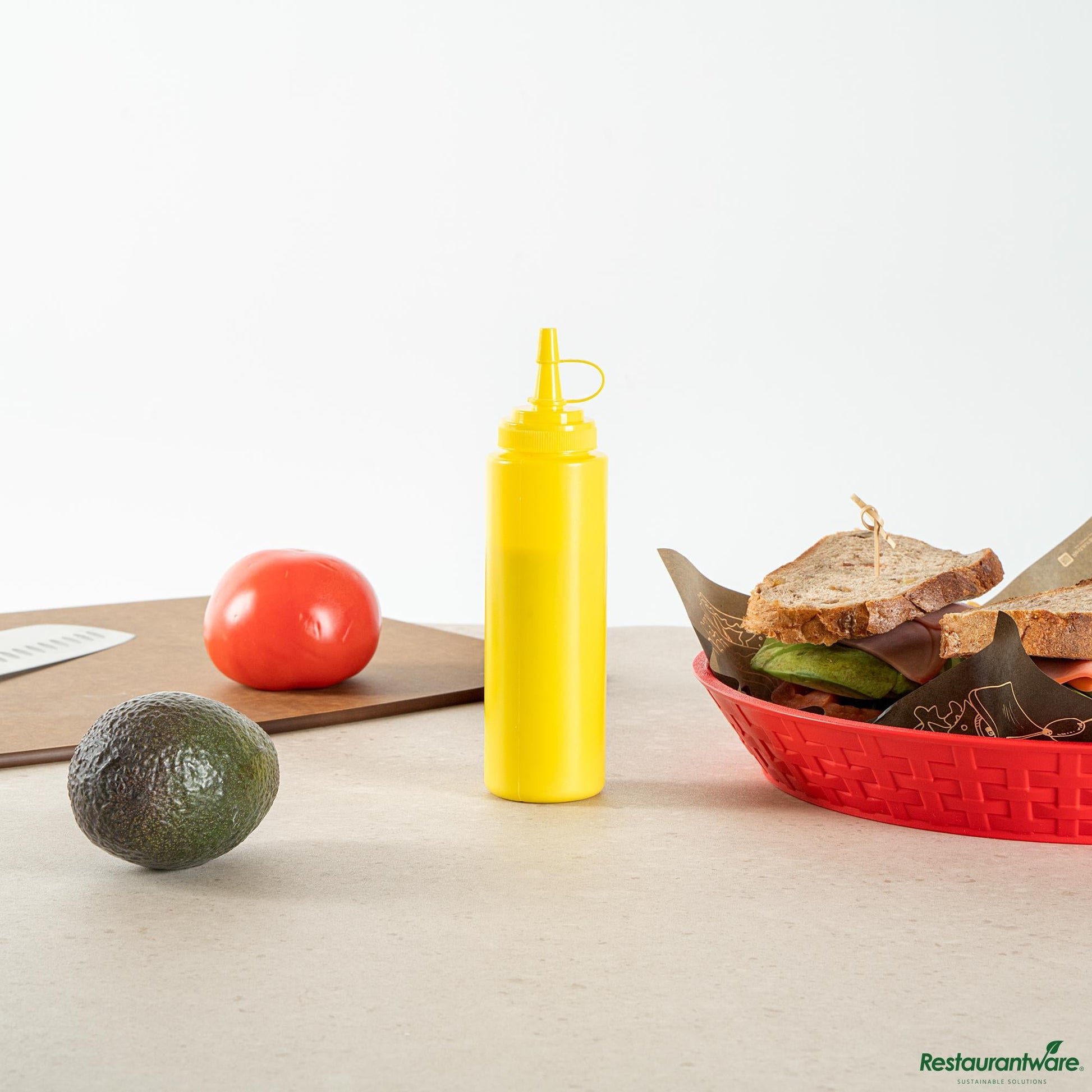 Wholesale Restaurantware 8 Oz Yellow Plastic Squeeze Bottle - with Cap, Wide Mouth - 2" X 2" X 7.3"- Bulk