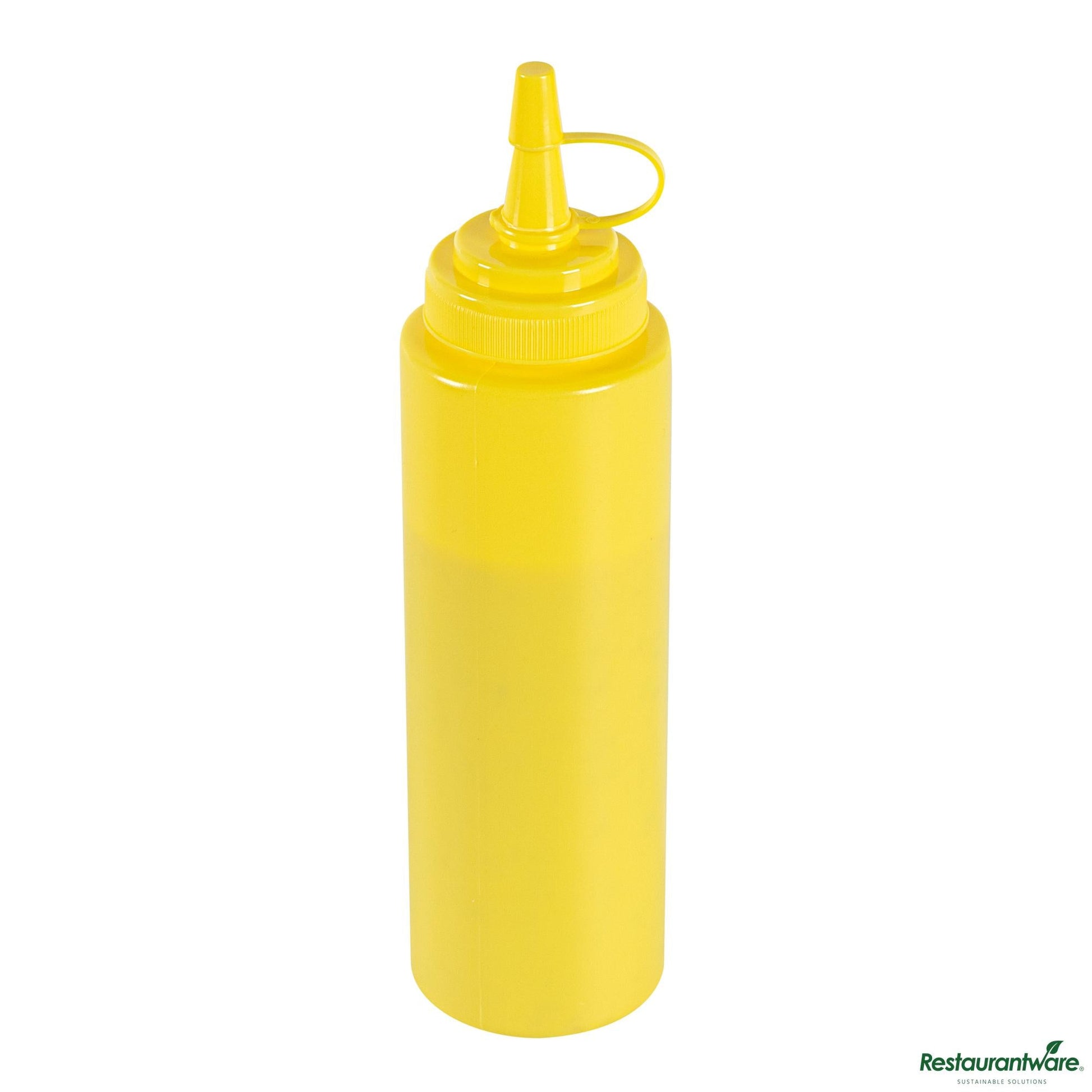 Wholesale Restaurantware 8 Oz Yellow Plastic Squeeze Bottle - with Cap, Wide Mouth - 2" X 2" X 7.3"- Bulk