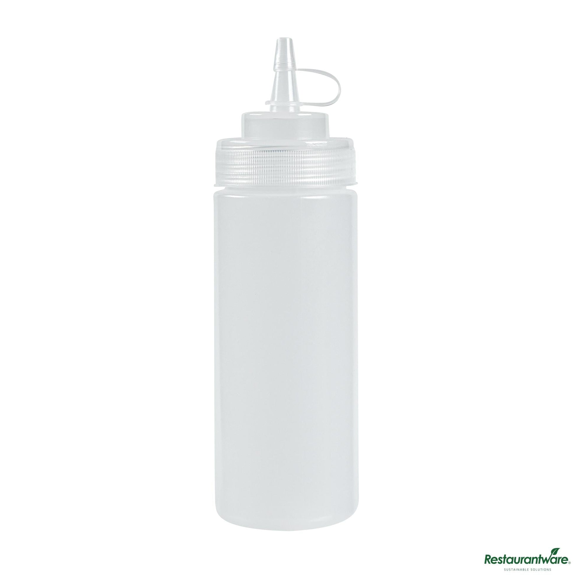 Wholesale Restaurantware 12 Oz Clear Plastic Squeeze Bottle - with Cap, Wide Mouth - 2.3" X 2.3" X 7.9"- Bulk