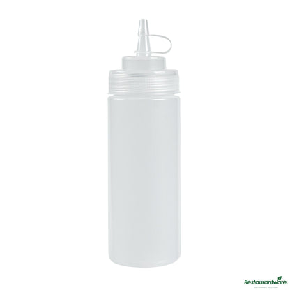 Wholesale Restaurantware 12 Oz Clear Plastic Squeeze Bottle - with Cap, Wide Mouth - 2.3" X 2.3" X 7.9"- Bulk