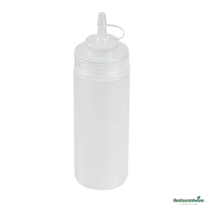 Wholesale Restaurantware 12 Oz Clear Plastic Squeeze Bottle - with Cap, Wide Mouth - 2.3" X 2.3" X 7.9"- Bulk