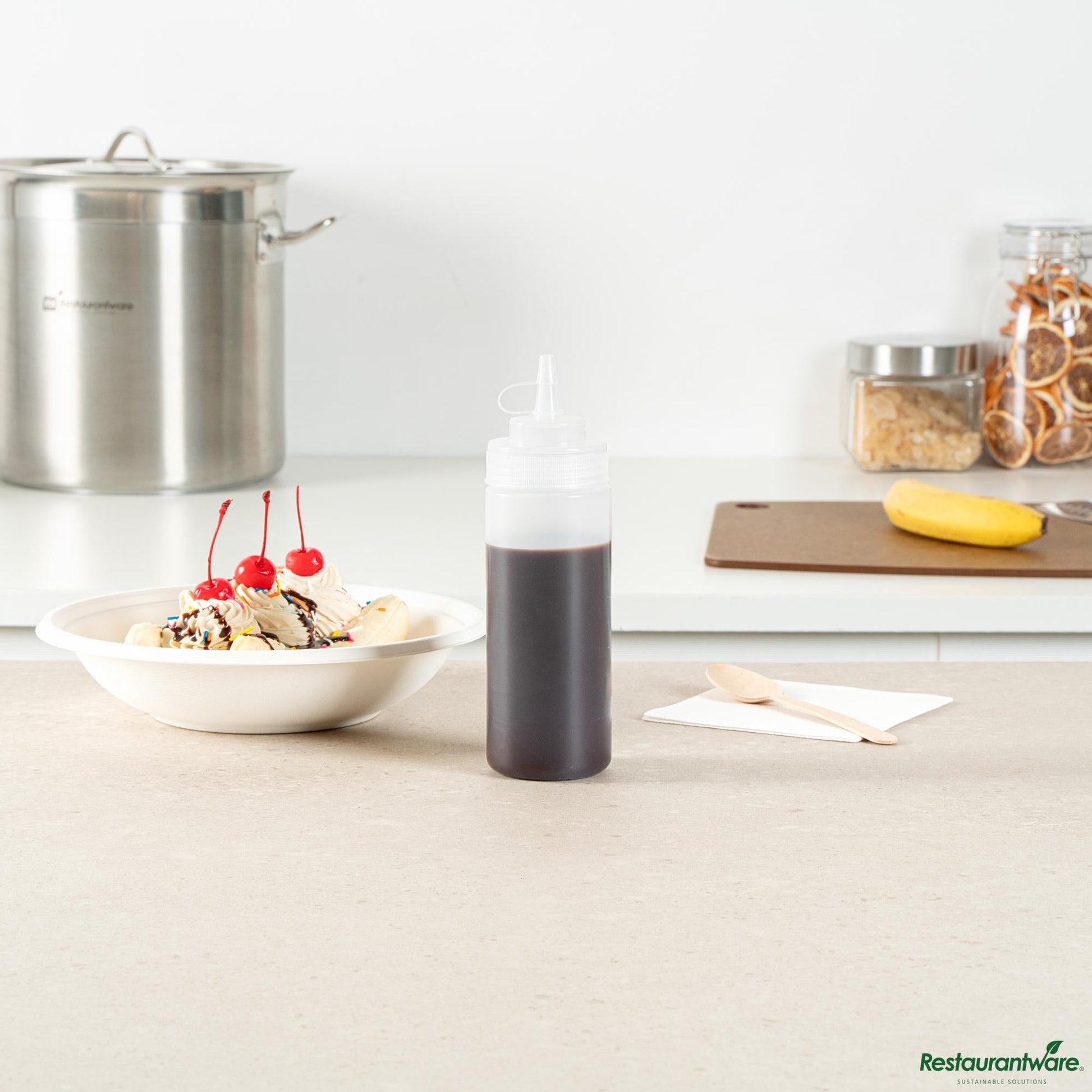 Wholesale Restaurantware 12 Oz Clear Plastic Squeeze Bottle - with Cap, Wide Mouth - 2.3" X 2.3" X 7.9"- Bulk