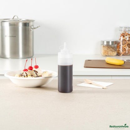 Wholesale Restaurantware 12 Oz Clear Plastic Squeeze Bottle - with Cap, Wide Mouth - 2.3" X 2.3" X 7.9"- Bulk