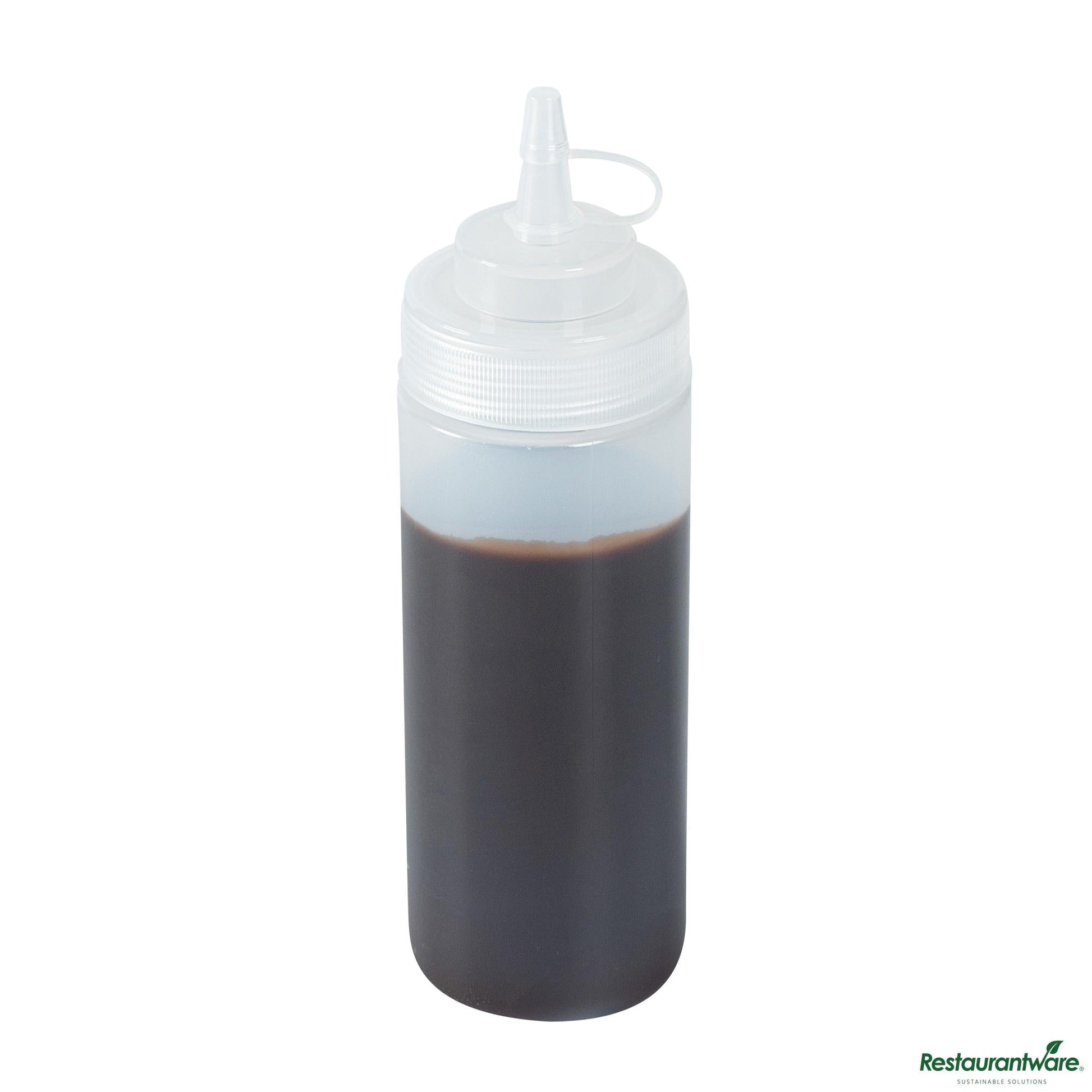 Wholesale Restaurantware 12 Oz Clear Plastic Squeeze Bottle - with Cap, Wide Mouth - 2.3" X 2.3" X 7.9"- Bulk