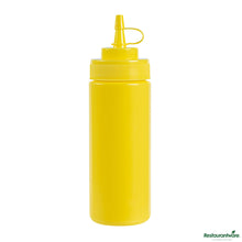 Wholesale Restaurantware 12 Oz Yellow Plastic Squeeze Bottle - with Cap, Wide Mouth - 2.3" X 2.3" X 7.9"- Bulk