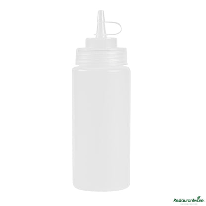 Wholesale Restaurantware 16 Oz Clear Plastic Squeeze Bottle - with Cap, Wide Mouth - 2.6" X 2.6" X 7.9"- Bulk