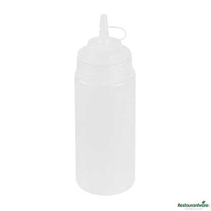 Wholesale Restaurantware 16 Oz Clear Plastic Squeeze Bottle - with Cap, Wide Mouth - 2.6" X 2.6" X 7.9"- Bulk