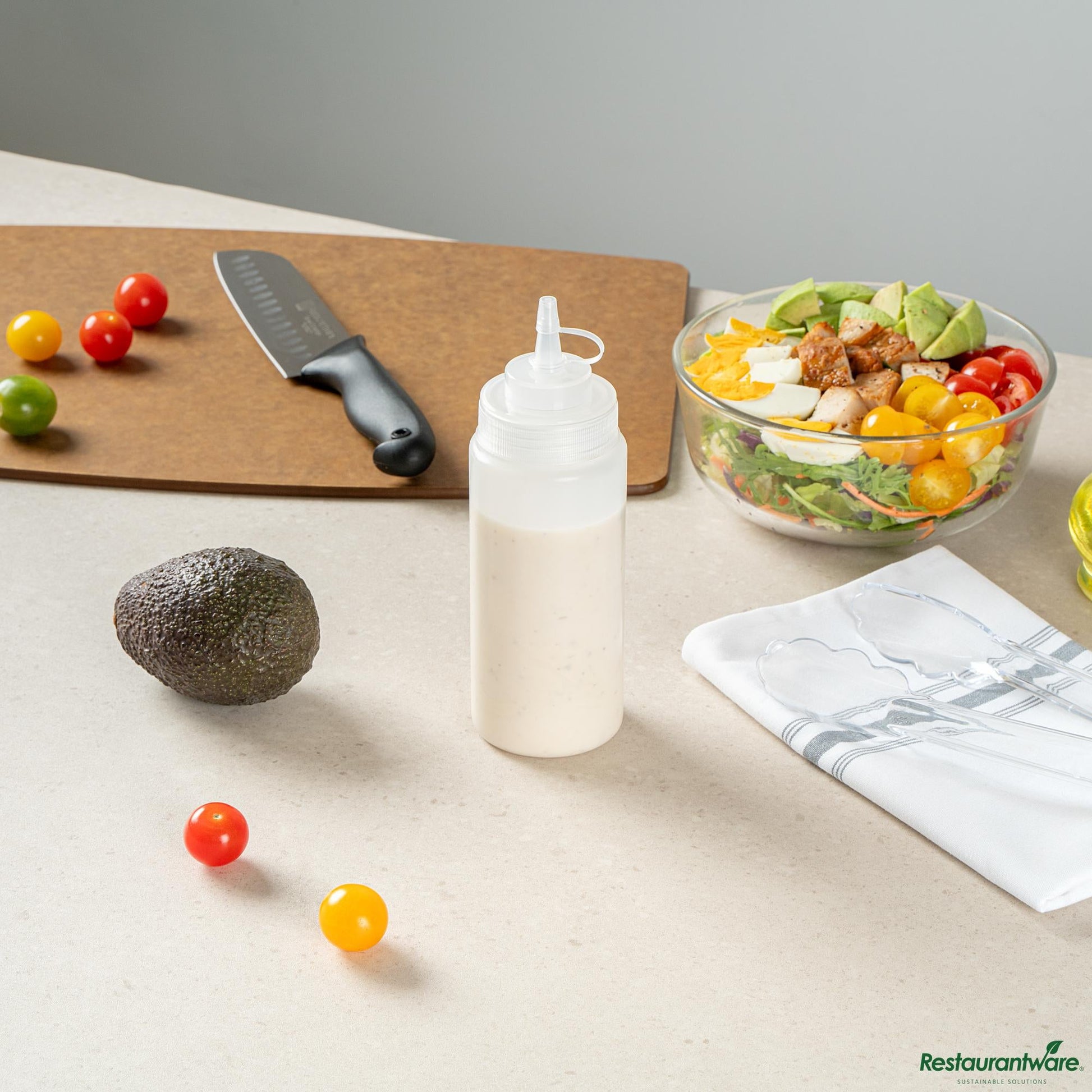 Wholesale Restaurantware 16 Oz Clear Plastic Squeeze Bottle - with Cap, Wide Mouth - 2.6" X 2.6" X 7.9"- Bulk