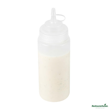 Wholesale Restaurantware 16 Oz Clear Plastic Squeeze Bottle - with Cap, Wide Mouth - 2.6" X 2.6" X 7.9"- Bulk