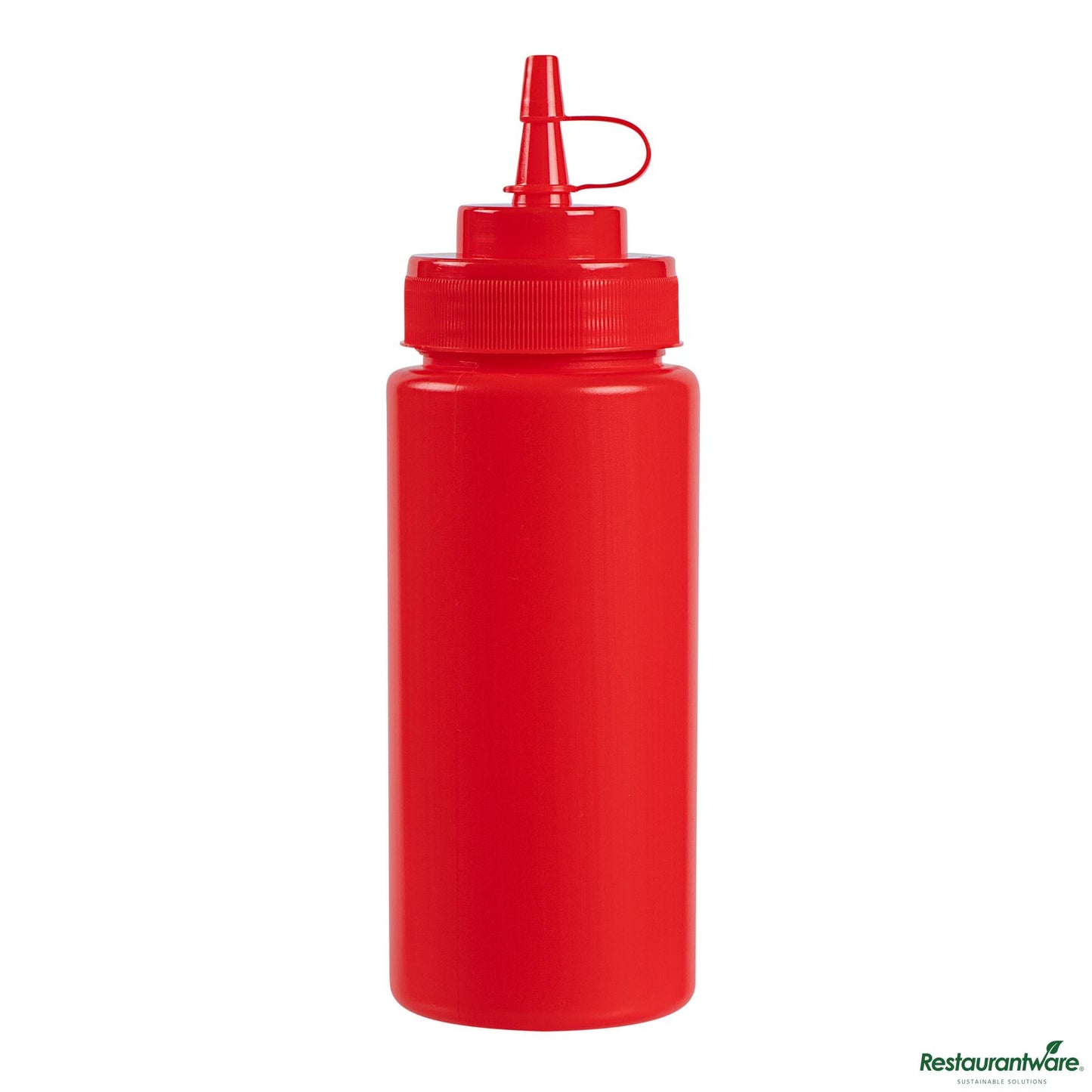 Wholesale Restaurantware 16 Oz Red Plastic Squeeze Bottle - with Cap, Wide Mouth - 2.6" X 2.6" X 7.9"- Bulk