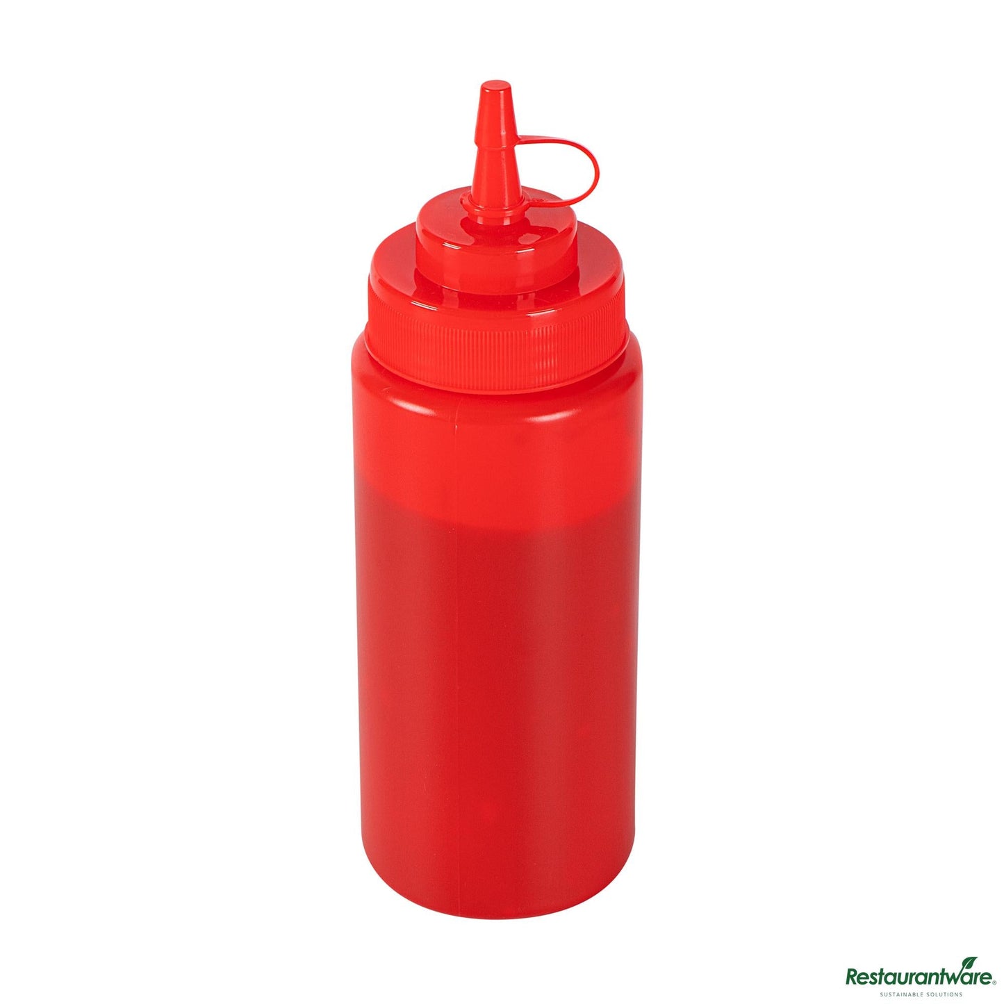 Wholesale Restaurantware 16 Oz Red Plastic Squeeze Bottle - with Cap, Wide Mouth - 2.6" X 2.6" X 7.9"- Bulk