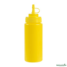 Wholesale Restaurantware 16 Oz Yellow Plastic Squeeze Bottle - with Cap, Wide Mouth - 2.6" X 2.6" X 7.9"- Bulk