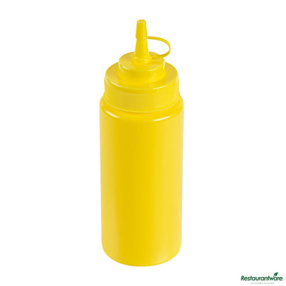 Wholesale Restaurantware 16 Oz Yellow Plastic Squeeze Bottle - with Cap, Wide Mouth - 2.6" X 2.6" X 7.9"- Bulk