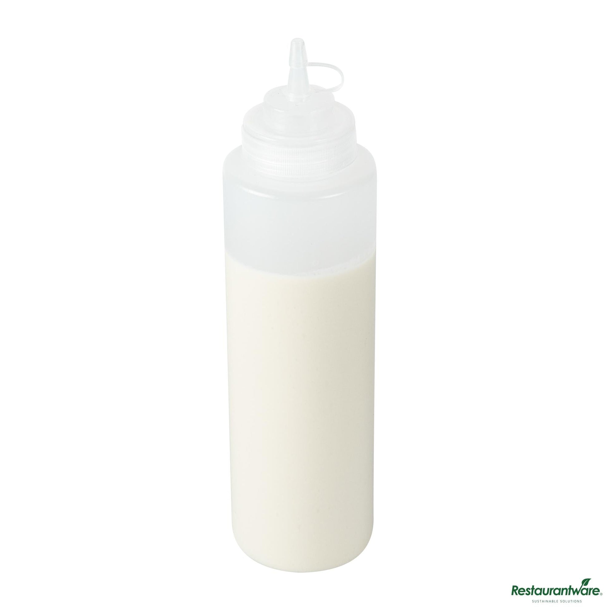 Wholesale Restaurantware 24 Oz Clear Plastic Squeeze Bottle - with Cap, Wide Mouth - 2.6" X 2.6" X 10.2"- Bulk