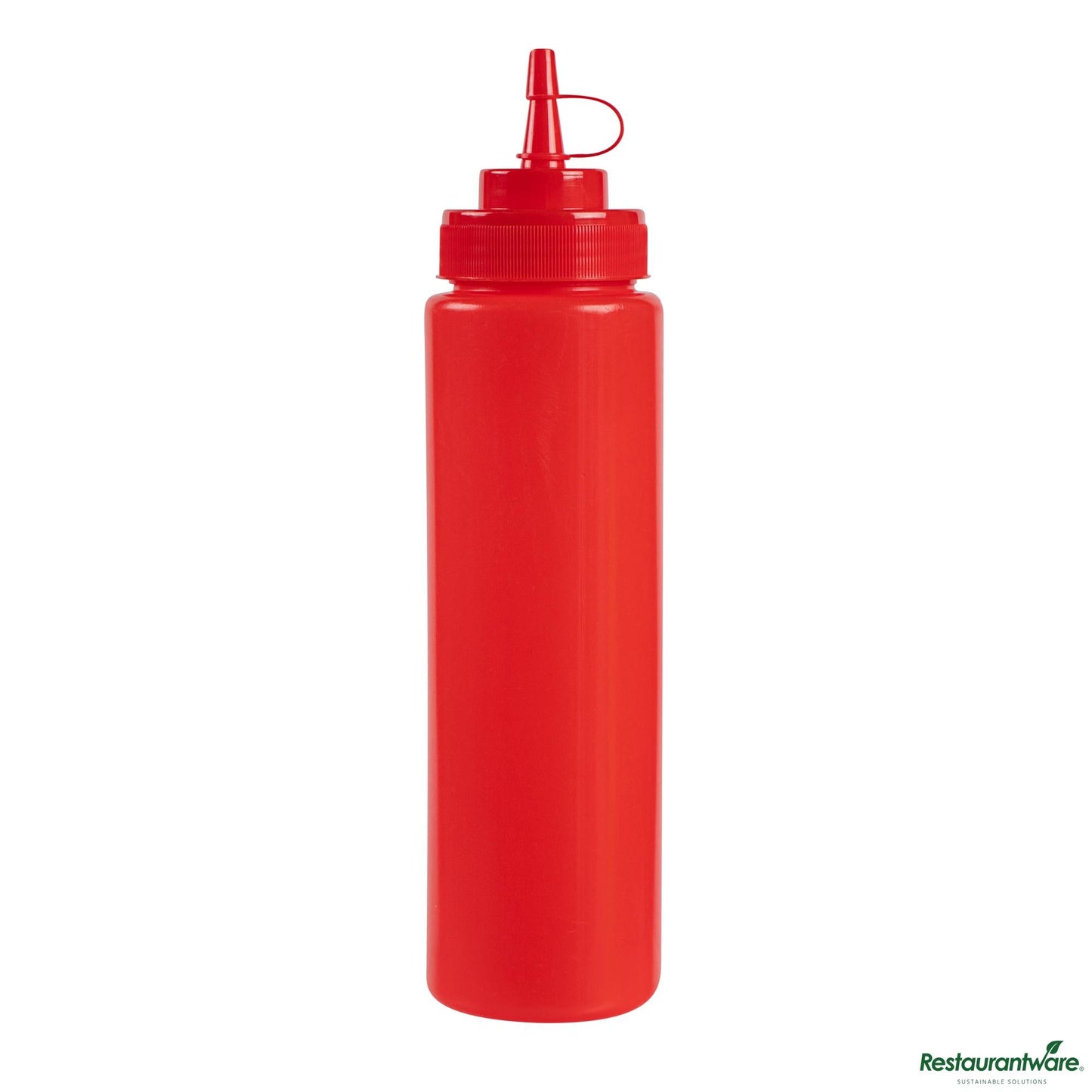 Wholesale Restaurantware 24 Oz Red Plastic Squeeze Bottle - with Cap, Wide Mouth - 2.6" X 2.6" X 10.2"- Bulk