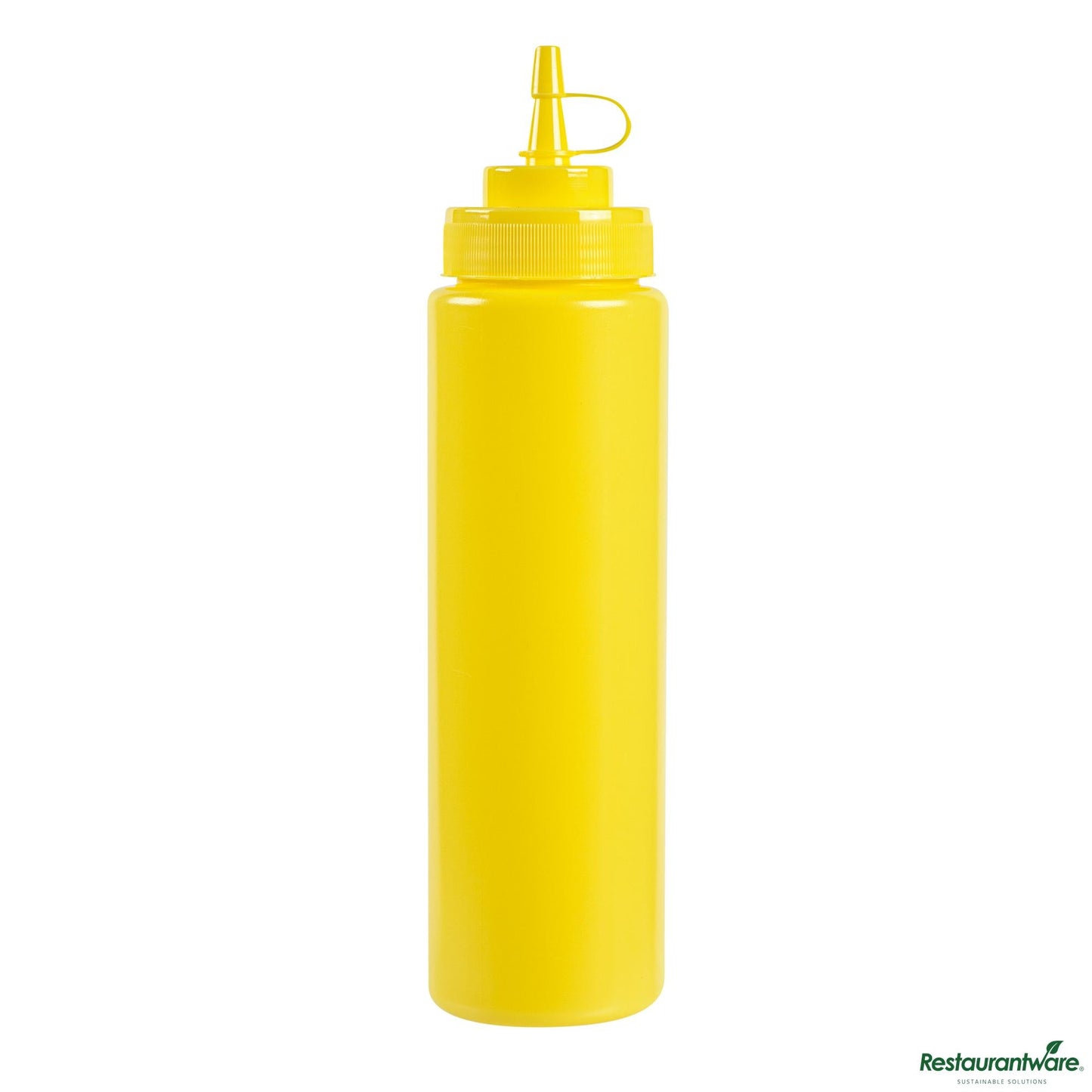 Wholesale Restaurantware 24 Oz Yellow Plastic Squeeze Bottle - with Cap, Wide Mouth - 2.6" X 2.6" X 10.2"- Bulk