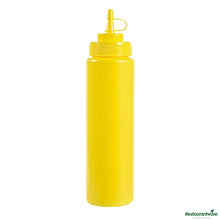 Wholesale Restaurantware 24 Oz Yellow Plastic Squeeze Bottle - with Cap, Wide Mouth - 2.6" X 2.6" X 10.2"- Bulk