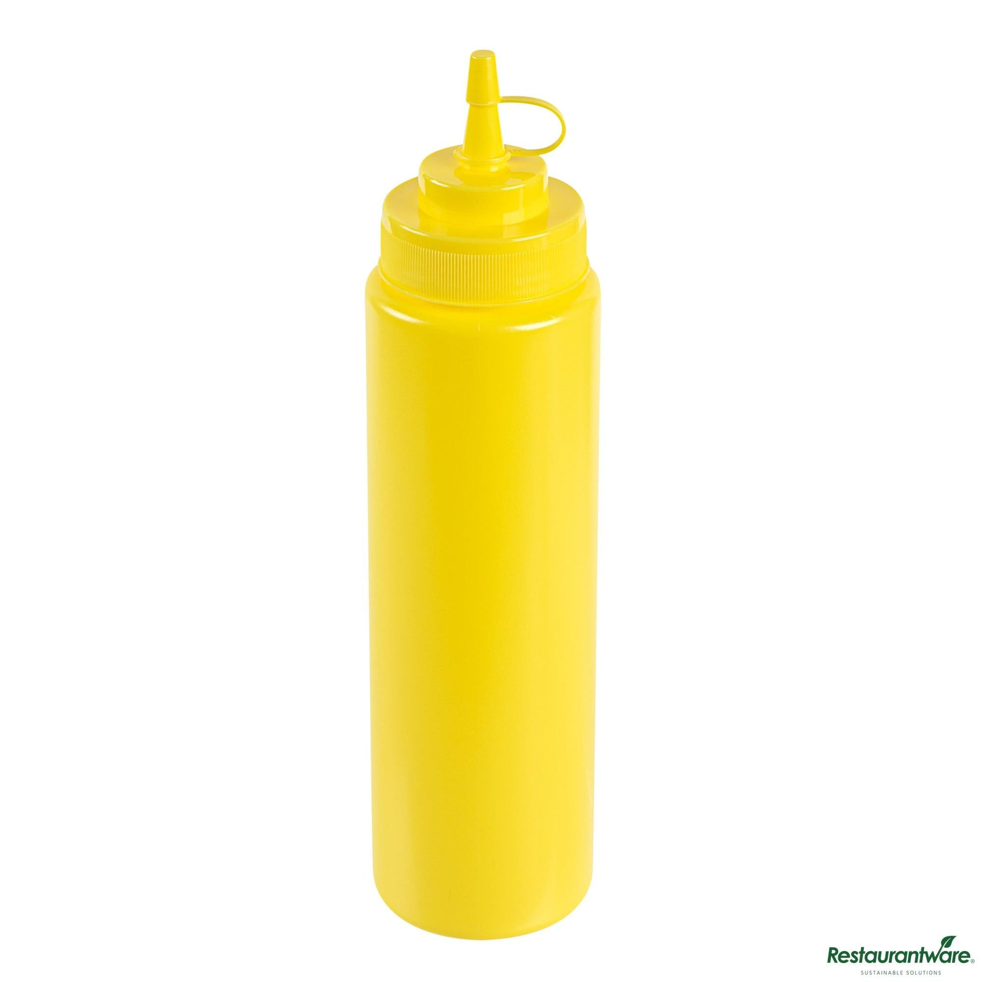 Wholesale Restaurantware 24 Oz Yellow Plastic Squeeze Bottle - with Cap, Wide Mouth - 2.6" X 2.6" X 10.2"- Bulk