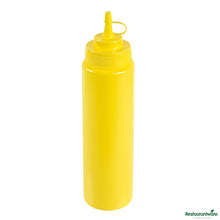 Wholesale Restaurantware 24 Oz Yellow Plastic Squeeze Bottle - with Cap, Wide Mouth - 2.6" X 2.6" X 10.2"- Bulk