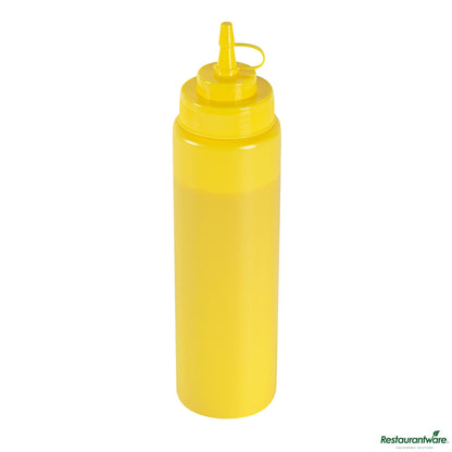 Wholesale Restaurantware 24 Oz Yellow Plastic Squeeze Bottle - with Cap, Wide Mouth - 2.6" X 2.6" X 10.2"- Bulk