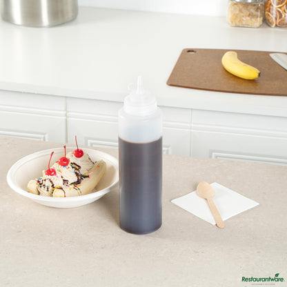 Wholesale Restaurantware 32 Oz Clear Plastic Squeeze Bottle - with Cap, Wide Mouth - 3.1" X 3.1" X 11.4"- Bulk