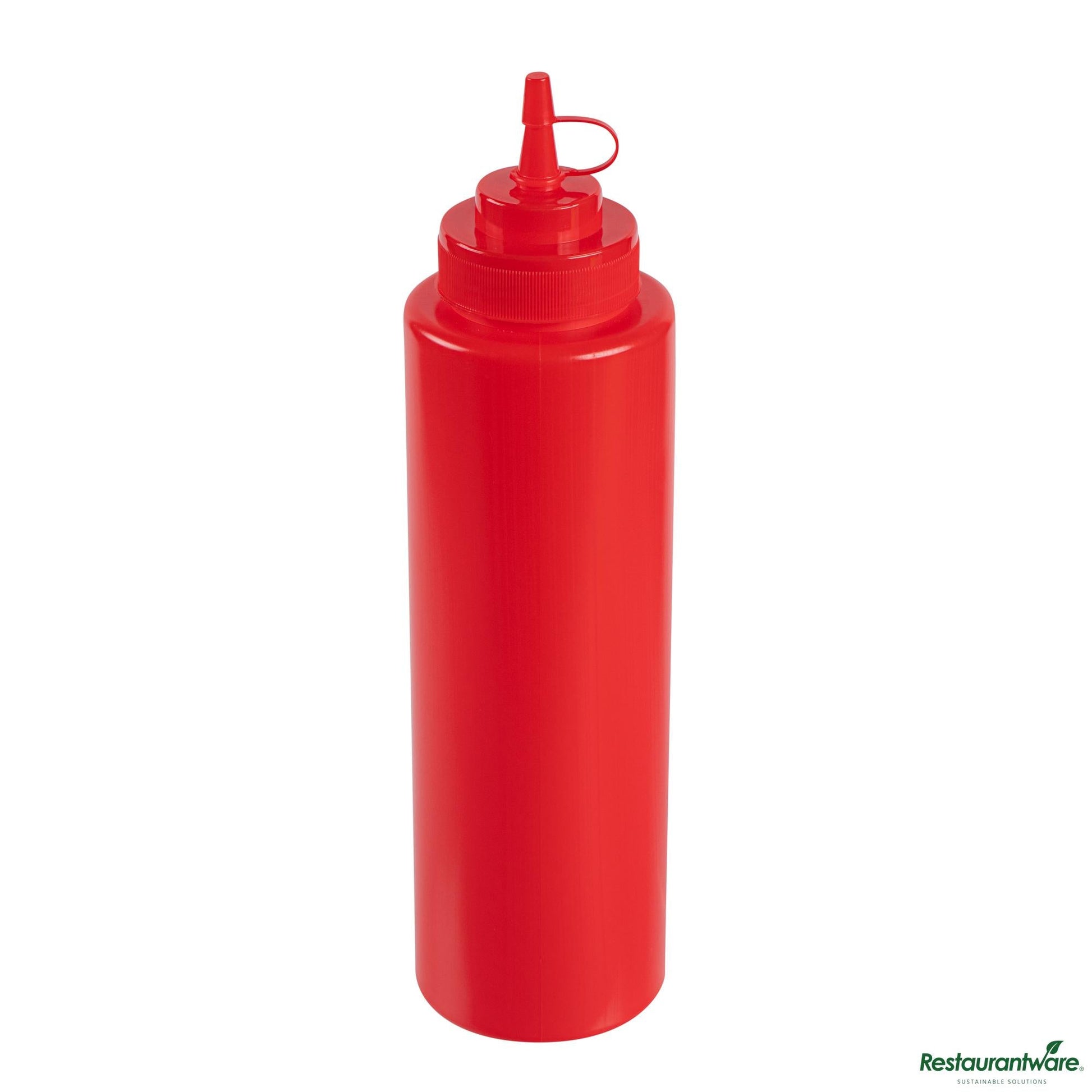 Wholesale Restaurantware 32 Oz Red Plastic Squeeze Bottle - with Cap, Wide Mouth - 3.1" X 3.1" X 11.4"- Bulk