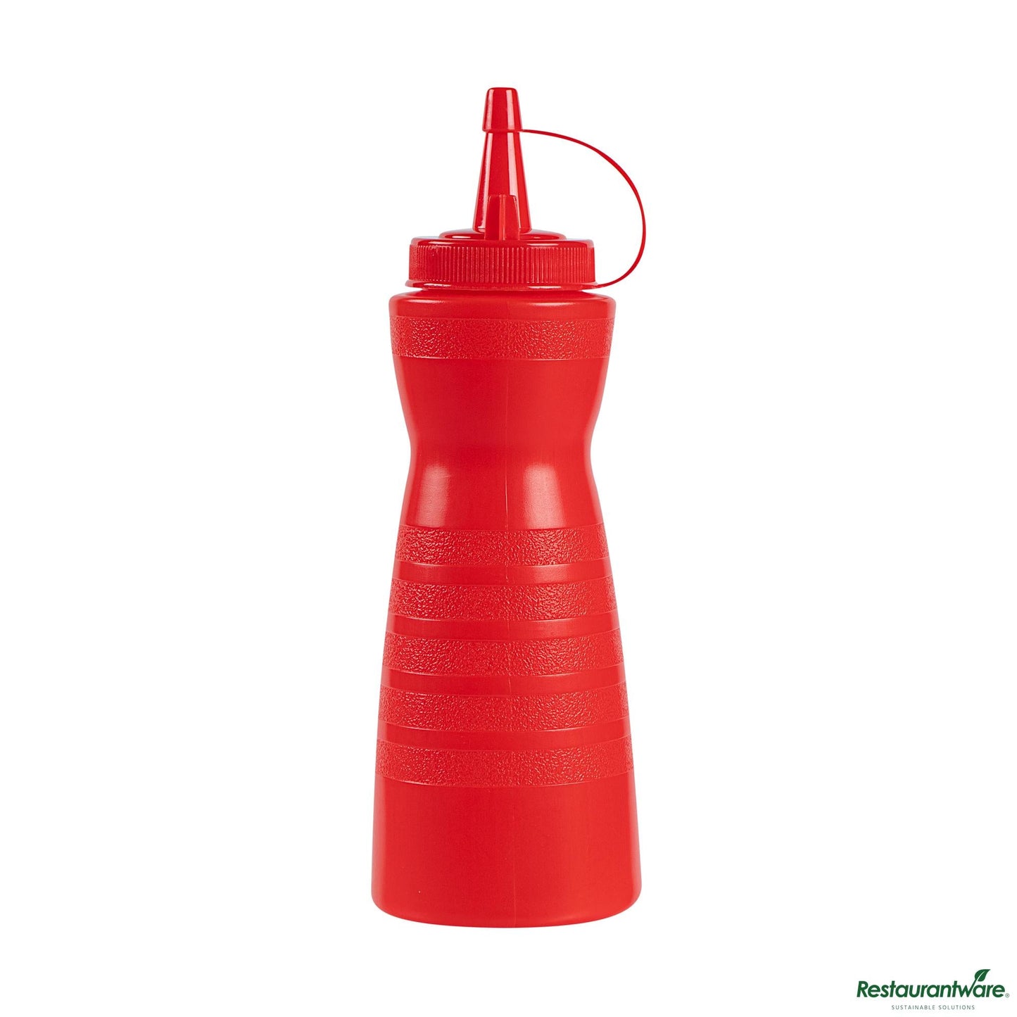 Wholesale Restaurantware 12 Oz Gourd-Shaped Red Plastic Squeeze Bottle - with Cap, Wide Mouth - 2.4" X 2.4" X 7.9"- Bulk
