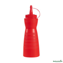 Wholesale Restaurantware 12 Oz Gourd-Shaped Red Plastic Squeeze Bottle - with Cap, Wide Mouth - 2.4" X 2.4" X 7.9"- Bulk