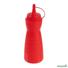 Wholesale Restaurantware 12 Oz Gourd-Shaped Red Plastic Squeeze Bottle - with Cap, Wide Mouth - 2.4" X 2.4" X 7.9"- Bulk