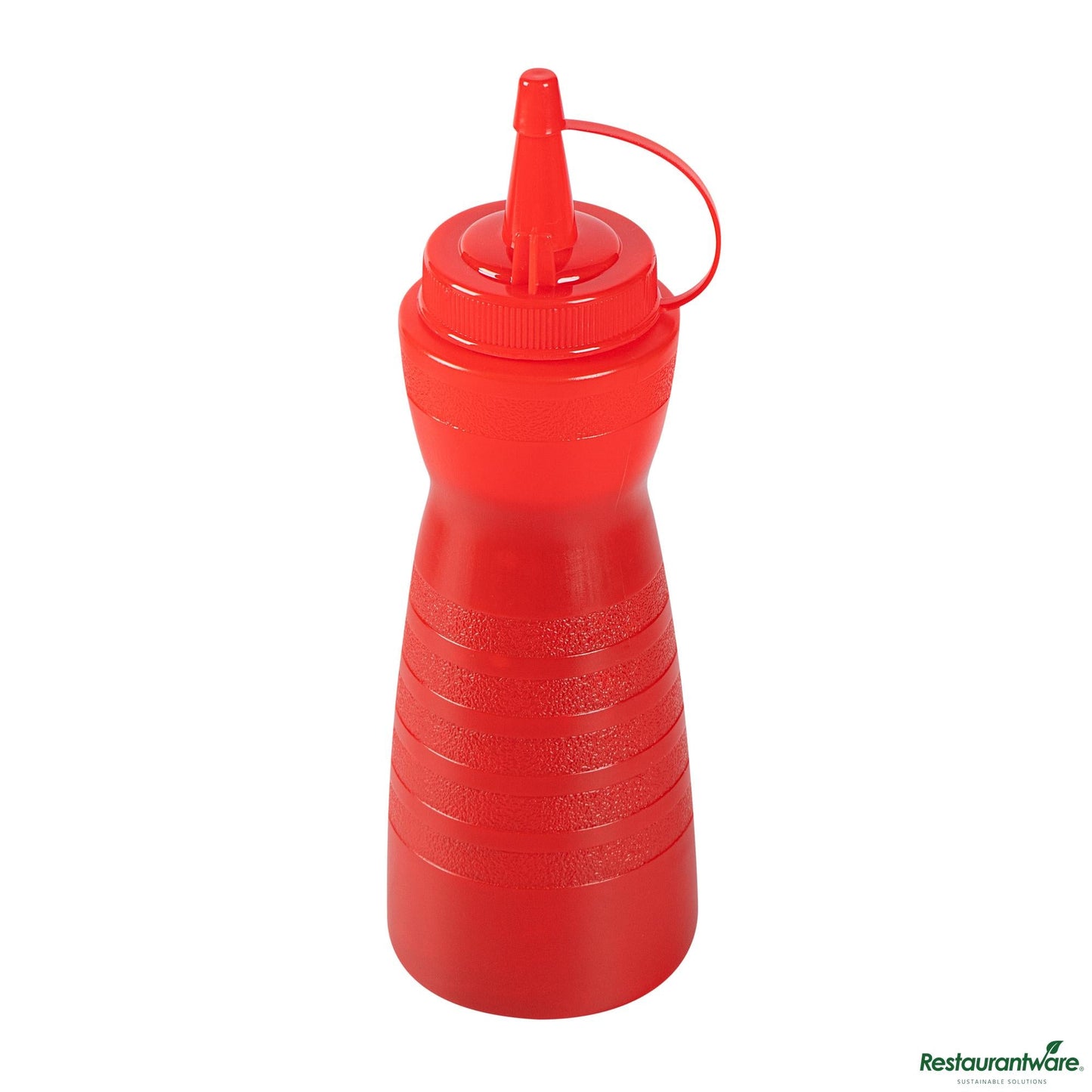 Wholesale Restaurantware 12 Oz Gourd-Shaped Red Plastic Squeeze Bottle - with Cap, Wide Mouth - 2.4" X 2.4" X 7.9"- Bulk