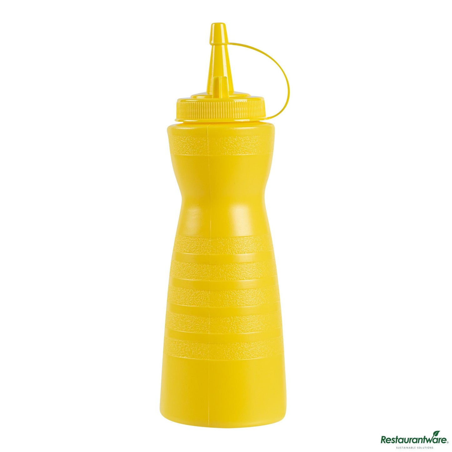 Wholesale Restaurantware 12 Oz Gourd-Shaped Yellow Plastic Squeeze Bottle- with Cap, Wide Mouth - 2.4" X 2.4" X 7.9"- Bulk