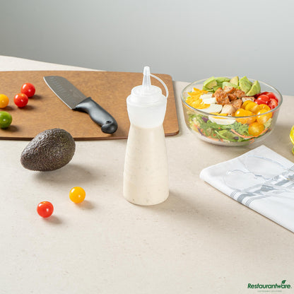 Wholesale Restaurantware 16 Oz Gourd-Shaped Clear Plastic Squeeze Bottle - with Cap, Wide Mouth - 2.8" X 2.8" X 7.9"- Bulk