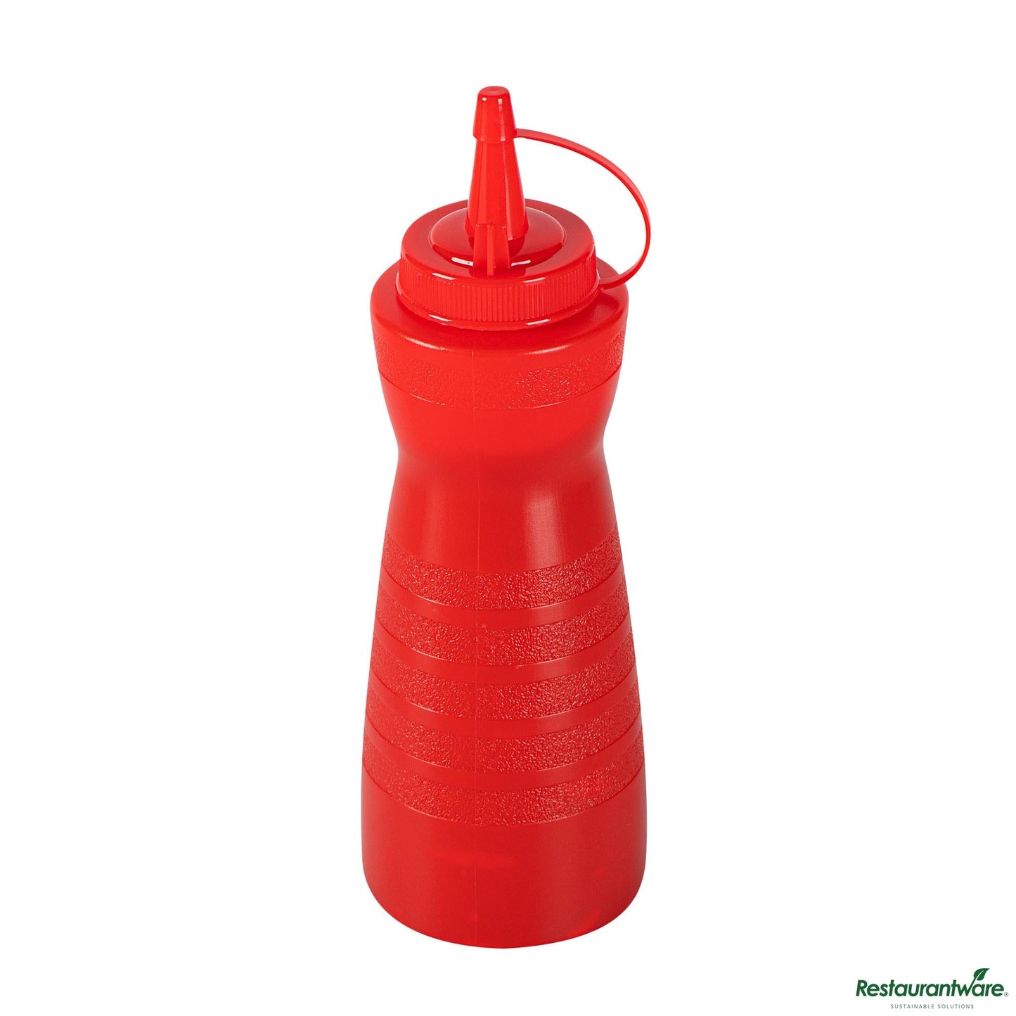 Wholesale Restaurantware 16 Oz Gourd-Shaped Red Plastic Squeeze Bottle - with Cap, Wide Mouth - 2.8" X 2.8" X 7.9"- Bulk