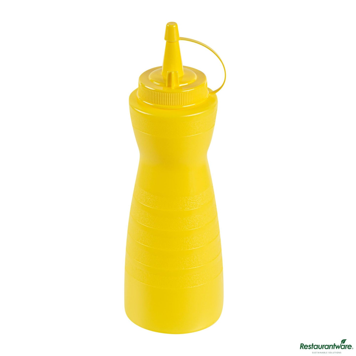 Wholesale Restaurantware 16 Oz Gourd-Shaped Yellow Plastic Squeeze Bottle- with Cap, Wide Mouth - 2.8" X 2.8" X 7.9"- Bulk